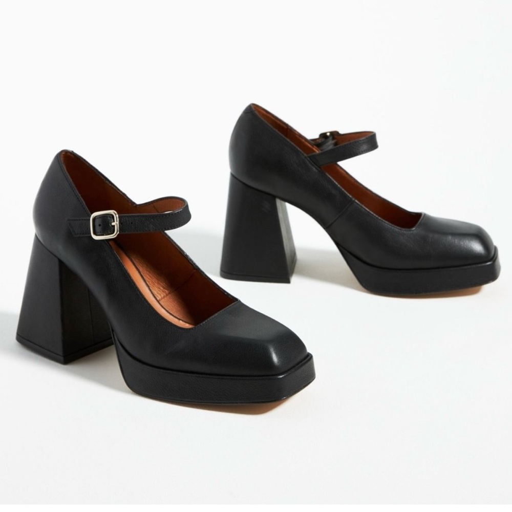 Anthropologie Black Platform Mary Jane Shoes